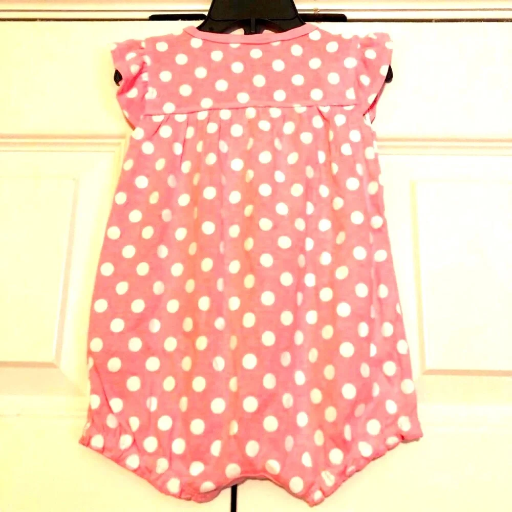 NWT CARTER'S Baby Girl Pink Polka-dot Seahorse Romper Snap-up 1-pc 6MO
